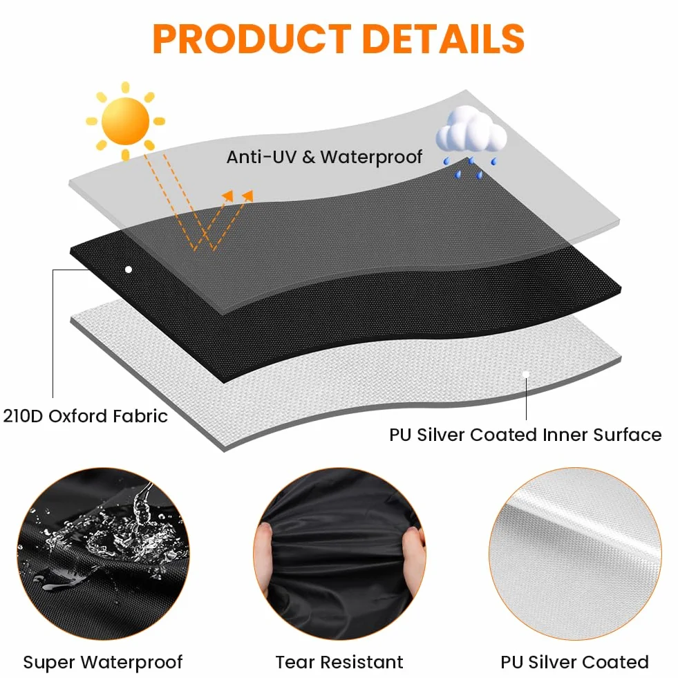 Funda del Scooter de Movilidad 140x66x92CM, con Bolsa Almacenamiento, Tela Oxford 210D Recubrimiento Plata PU, Prueba Polvo, Agua, Resistente a Los Excrementos de Pájaros y a Los Rayos UV