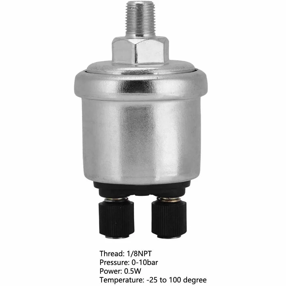 Sensor de Presión Aceite, Rango 0-10 Bares 1/8 NPT Universal para Generadores y Maquinaria Industrial