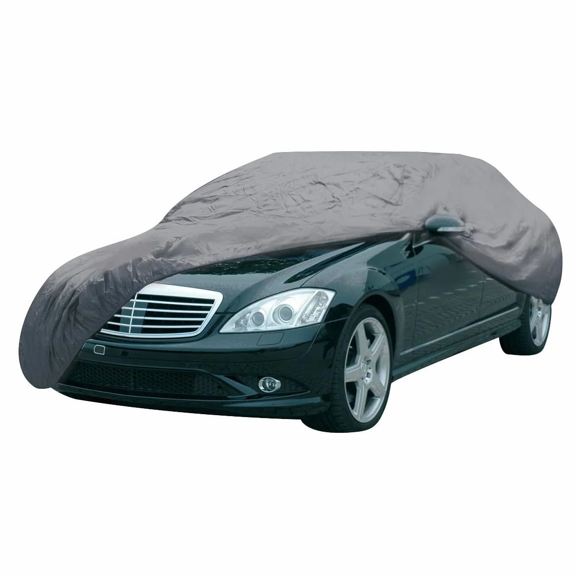 Dunlop Funda Coche XL - Funda Protectora para Coche Universal - Cubierta para Coche 534 x 178 x 120 cm - con Cordón Elástico y Anillos - Impermeable para Interior y Exterior - Gris