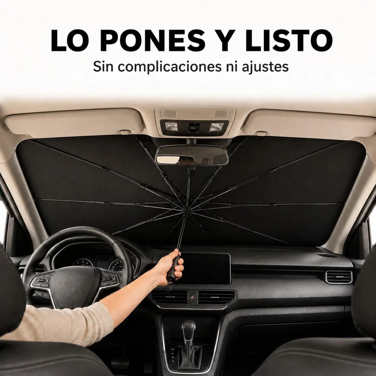 AlfaHome - Parasol Coche Delantero Paraguas Plegable con Funda – (140x80 cm) - Protección UV, Reduce el Calor Interior en Minutos, Parasol Coche Paraguas