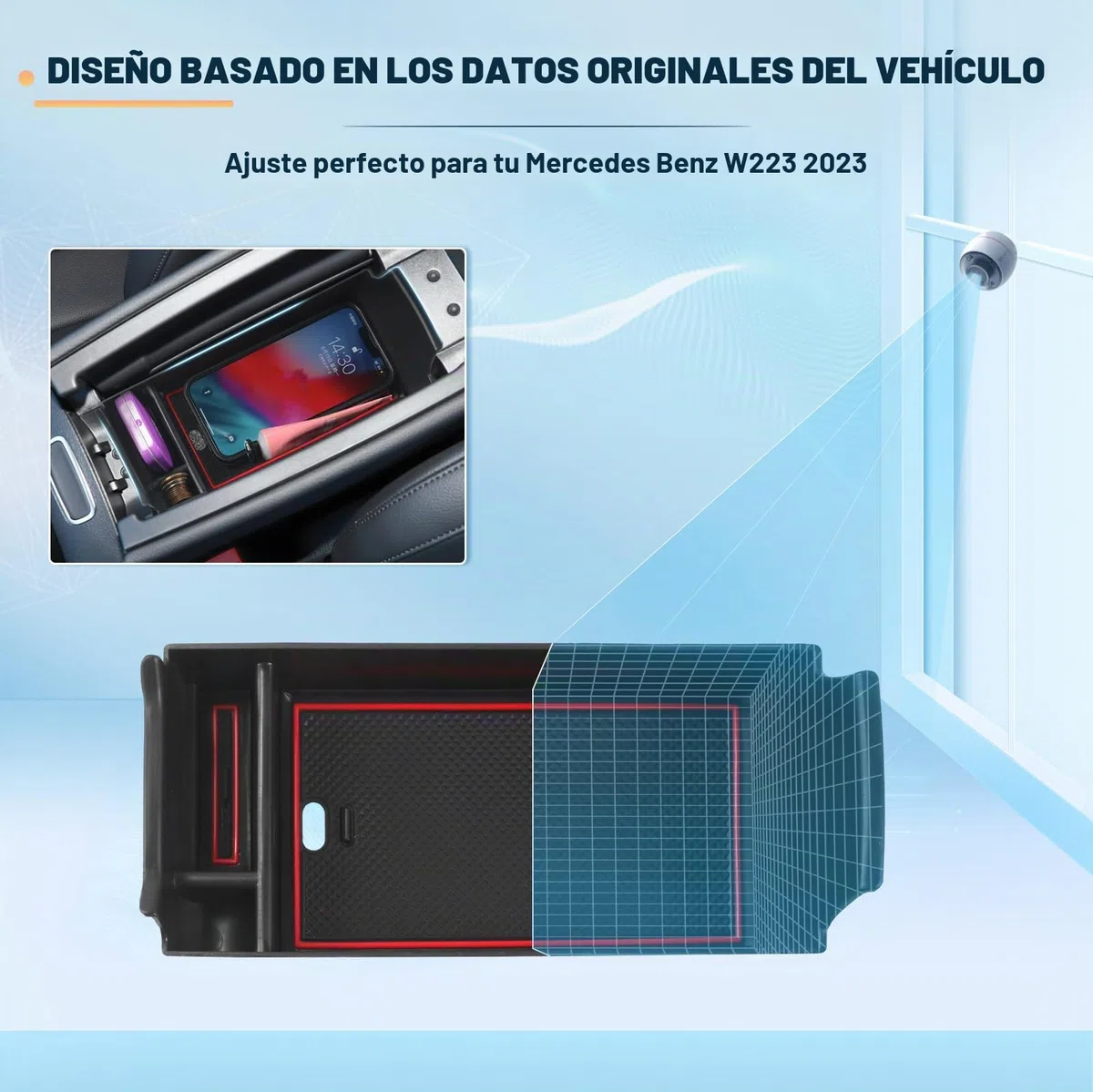 BIXUAN Compatible con Mercedes Benz Clase A W177 V177 Clase B W247 2019-2024 GLA H247 X247 EQA EQB C118 Consola Central Caja de Almacenamiento Compartimiento Reposabrazos Organizador Bandeja