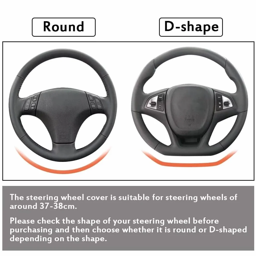 Pahajim Funda Volante Coche Universal Protector Volante Coche de Cuero PU Steering Wheel Cover Transpirable Antideslizante 37-38cm para Hombres y Mujeres