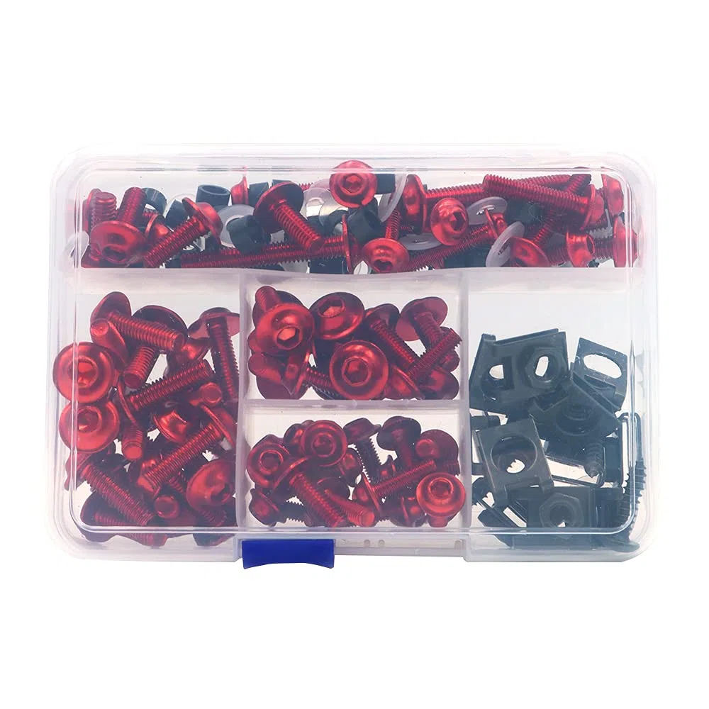 177 piezas motocicleta Sportbike completo carenado pernos Kit sujetador Clips Tuercas de tornillo-rojo