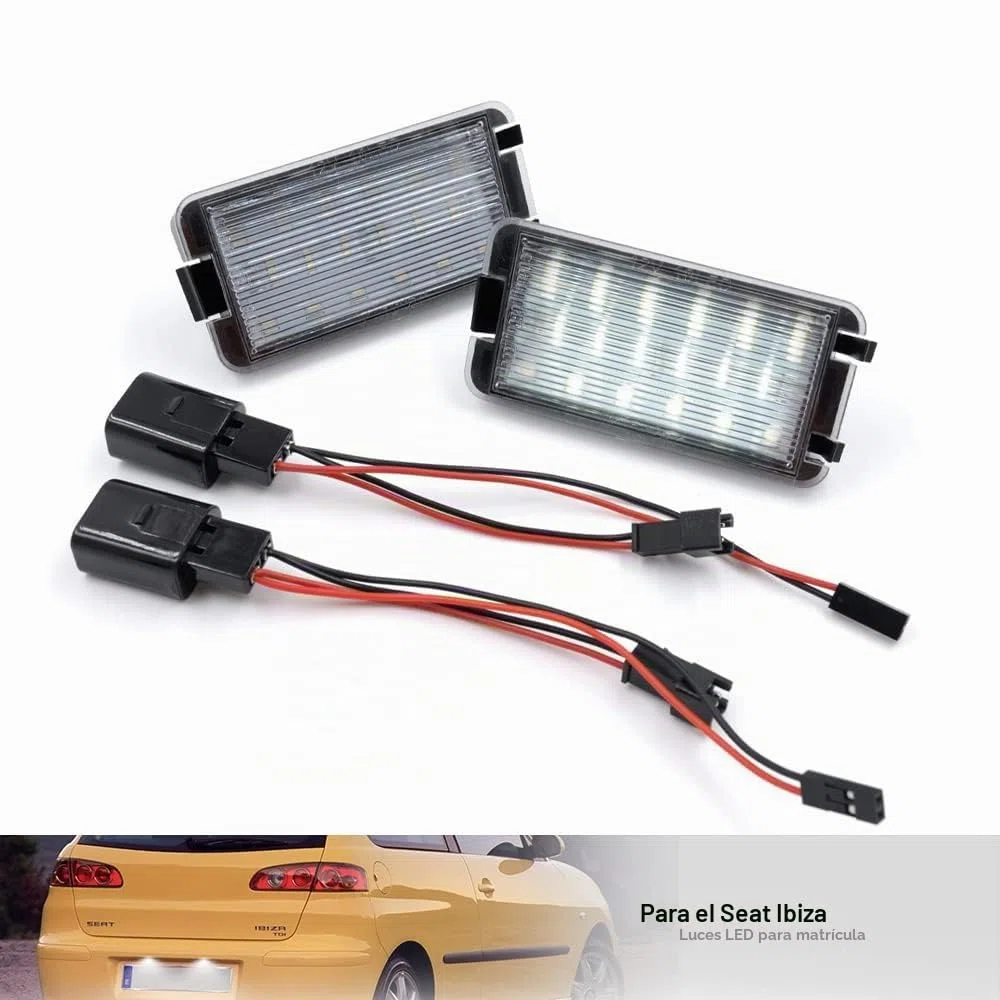 Luci Targa LED Compatibili con Seat Ibiza Cordoba Leon Toledo 1M Arosa, Fanale Posteriore Targa Lente Trasparente Super Luminoso Ricambio Accessorio 2 Pezzi