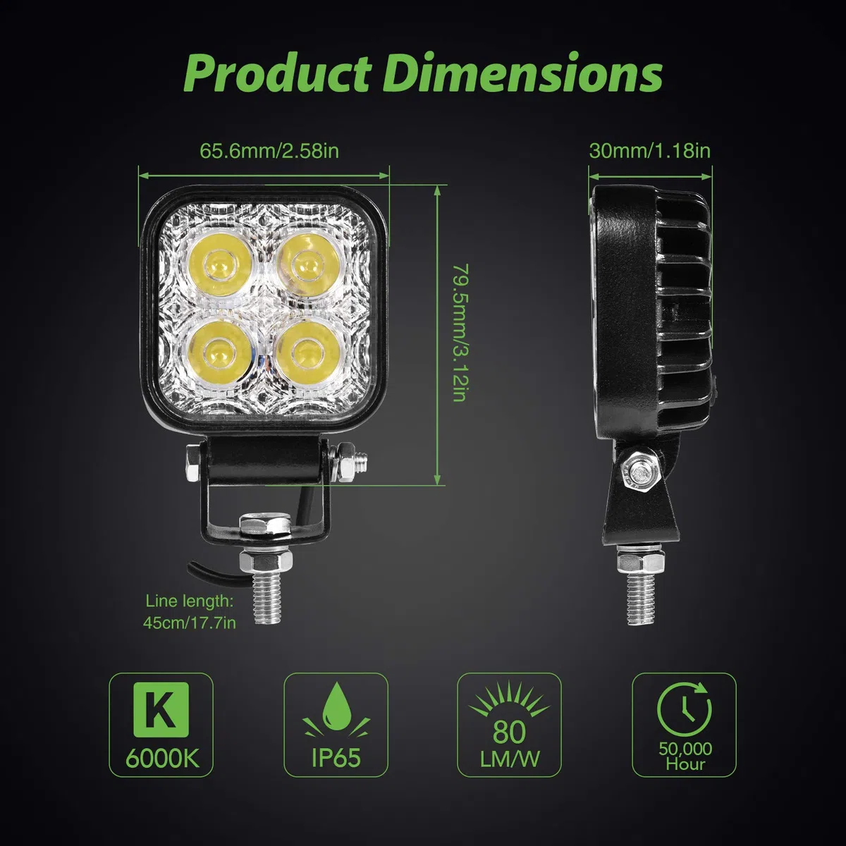 Viugreum 12W Foco LED Offroad luz, Focos de Coche LED IP67 1200LM, Led Auto Luz de trabajo Foco Lampara Resistente Al Agua para tractor jeep barco camión
