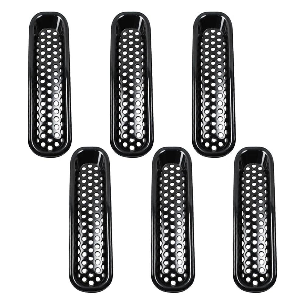 Cubierta de rejilla delantera para modelos Jeep JK Wrangler e Infiniti, repuesto para automóviles en negro con chapado en plata, parte exterior de plástico ABS para automóvil, 13.6 x 6.4 x