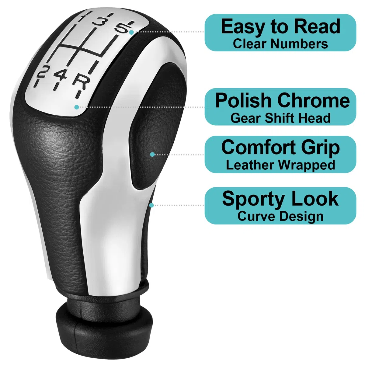 Spurtar Cuero Pomos de Palanca de Cambios 5 Velocidades Manual Palanca de velocidad del coche para Peugeot 206 207 208 306 307 308 1007 3008 para Citroen C1 C2 C3 C4 con Adaptador