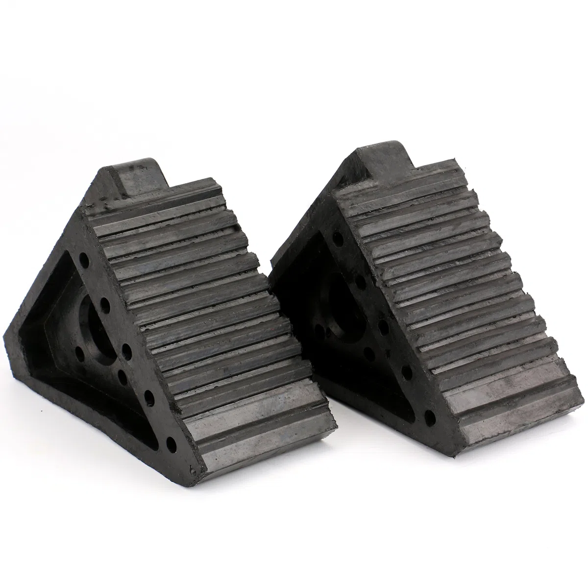 Fasmov 2 Unidades Calzo de Goma para Ruedas Caucho Sólido Resistente Rueda Chock Bloque de Alineación de Ruedas, Negro (3,85 kg)