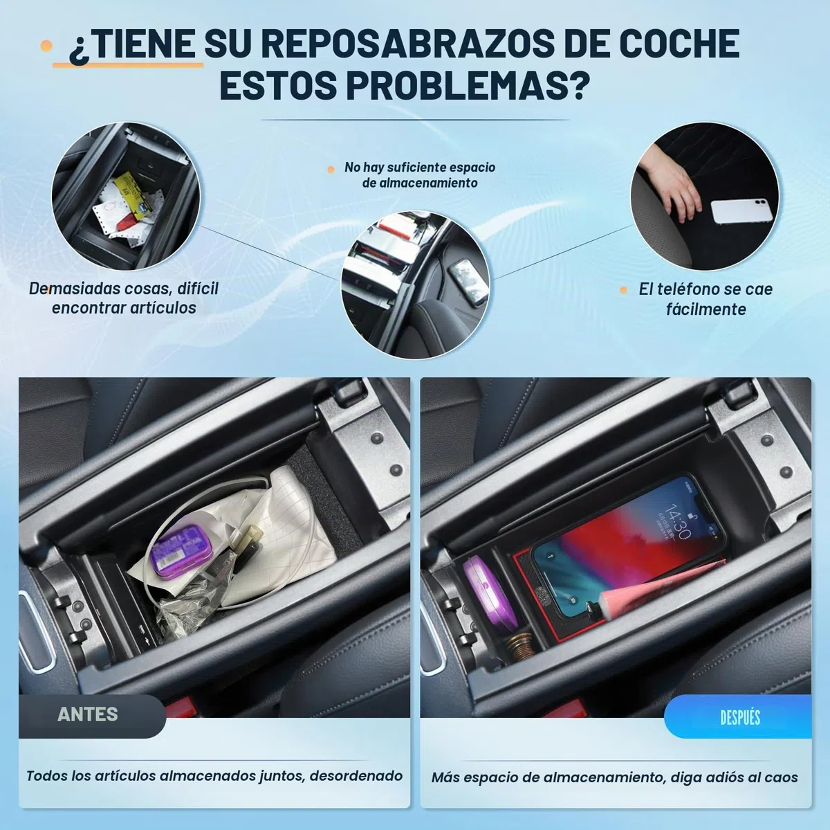 BIXUAN Compatible con Mercedes Benz Clase A W177 V177 Clase B W247 2019-2024 GLA H247 X247 EQA EQB C118 Consola Central Caja de Almacenamiento Compartimiento Reposabrazos Organizador Bandeja
