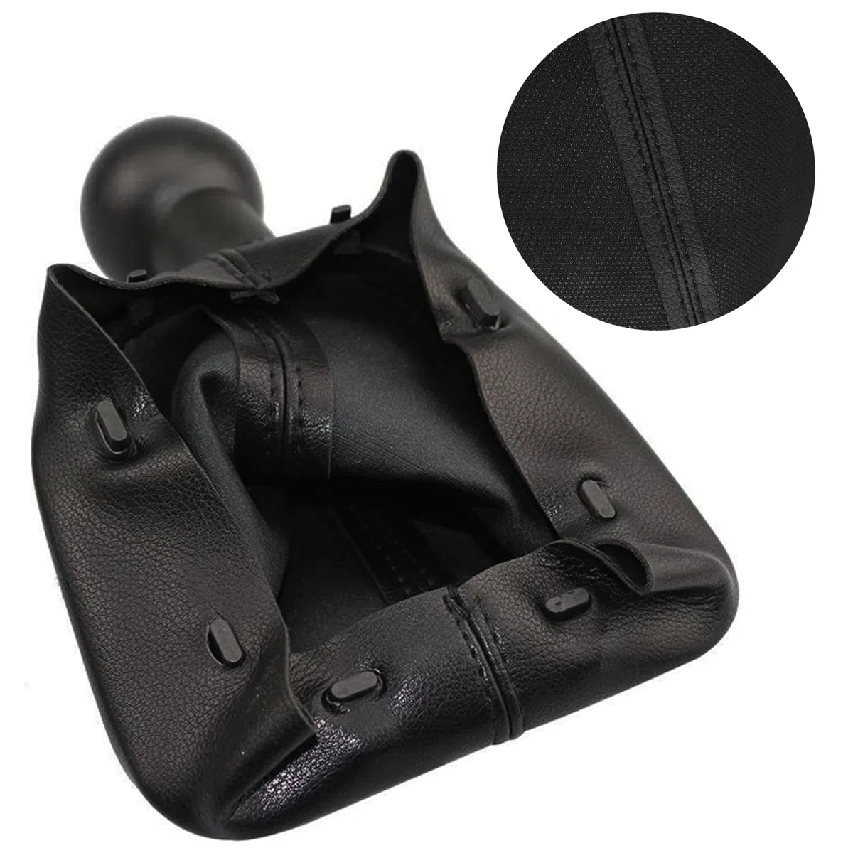 OBEST Pomo Palanca Cambio Coche Adecuado para Peugeot 306 406 206 207 307 309 106 205 206 3008 para Citroen C2 C3 C4, 5 Velocidad Pomos Palanca Coche con Cubierta antipolvo de Cuero PU Suave Negro