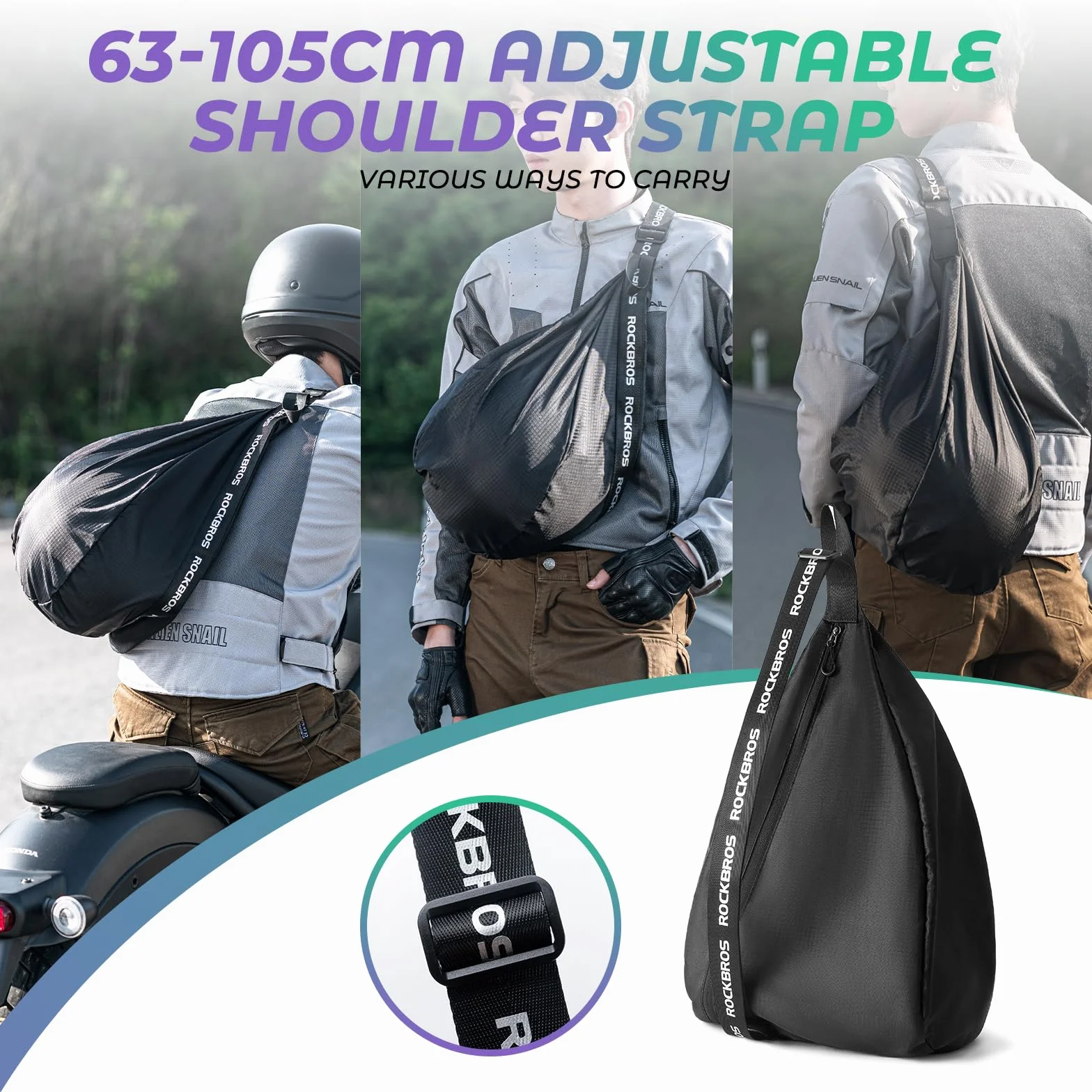 ROCKBROS Bolsa para Casco de Motocicleta, Bolsa Universal de Gran Capacidad 6-7L Bolso para Almacenamiento con Correa de Hombro para Casco de Moto Bicicleta Viaje
