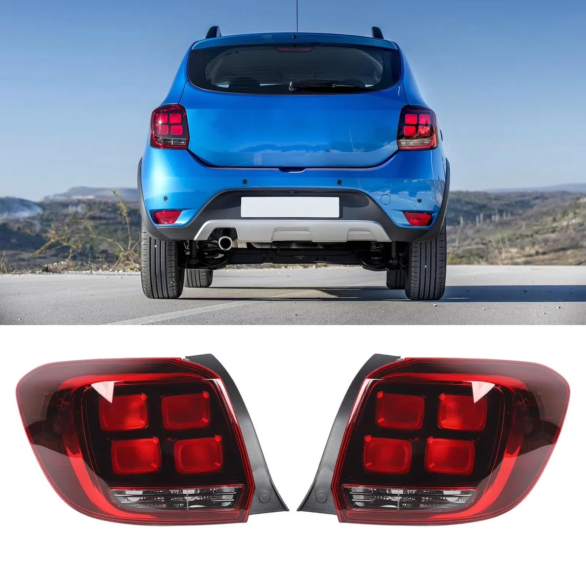 Coche Faro Trasero Compatible Con Dacia Para Sandero Para Stepway MK2 Para Restyling 2017 2018 2019 2020 Reemplazo De Luz Trasera, Freno Y Cola