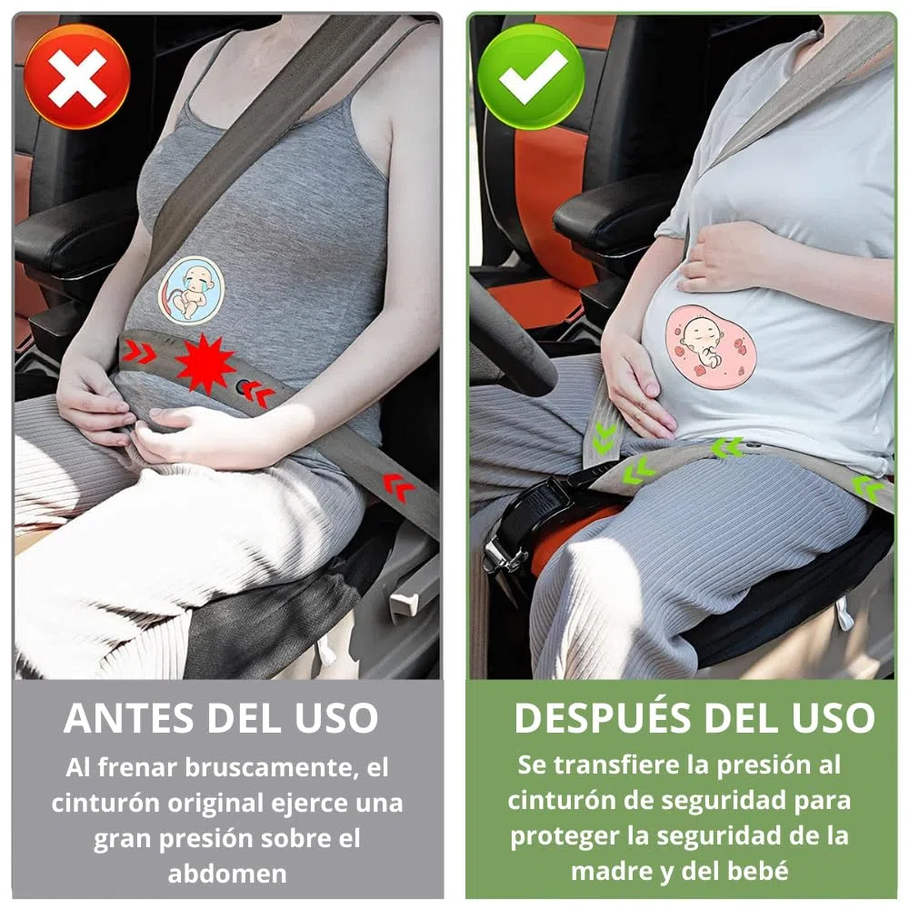 Cinturón Embarazada de Coche Homologado. Seguridad y Protección en todo momento. Tranquilidad y Confort Garantizados para la Madre y el Bebé. Con certificado CE. Empresa Española.