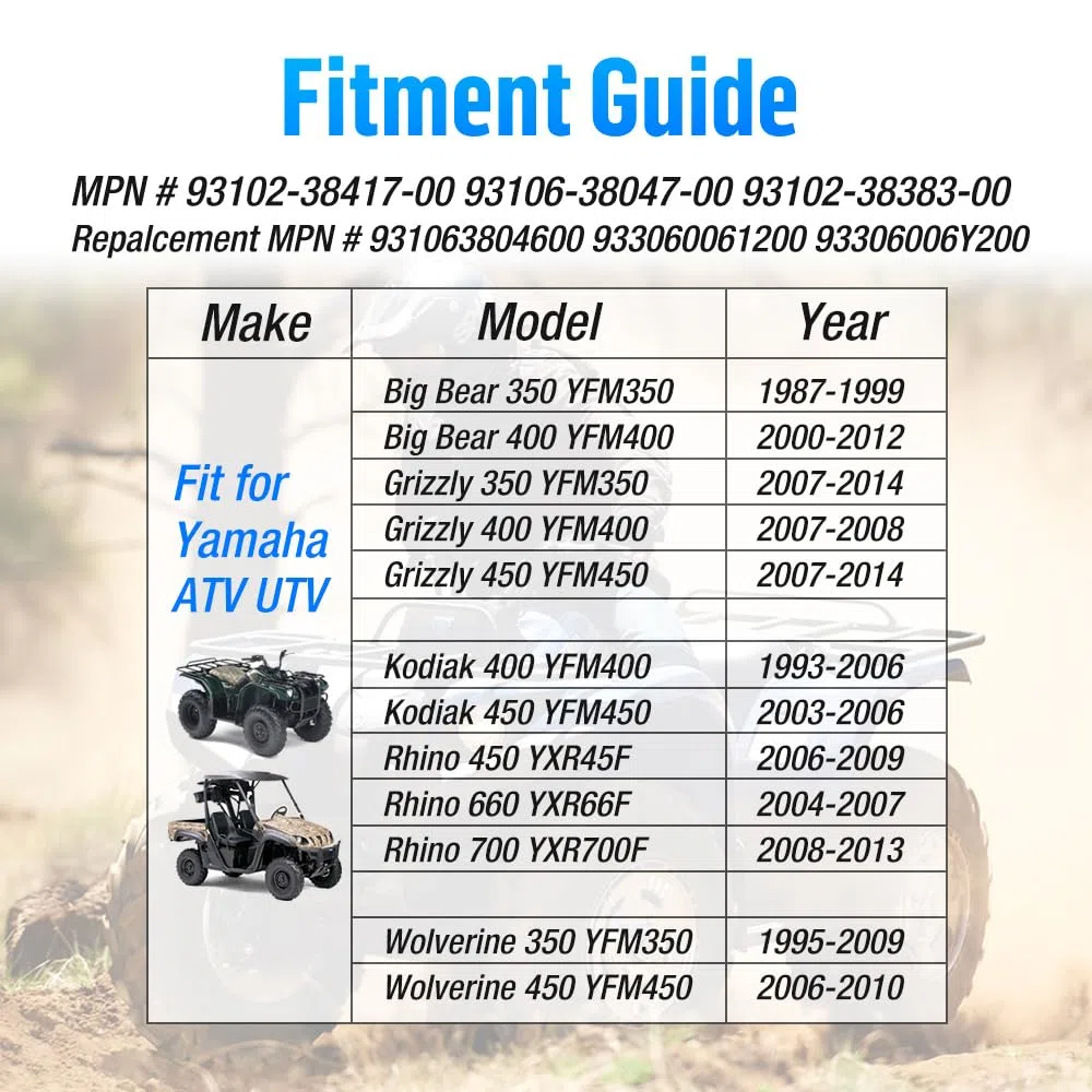 Rodamientos y sellos de rueda delantera apto para Yama-ha Big Bear 350 400 Grizzly 350 400 450 Kodiak 400 450 Wolverine 350 450 Rhino 450 660 700
