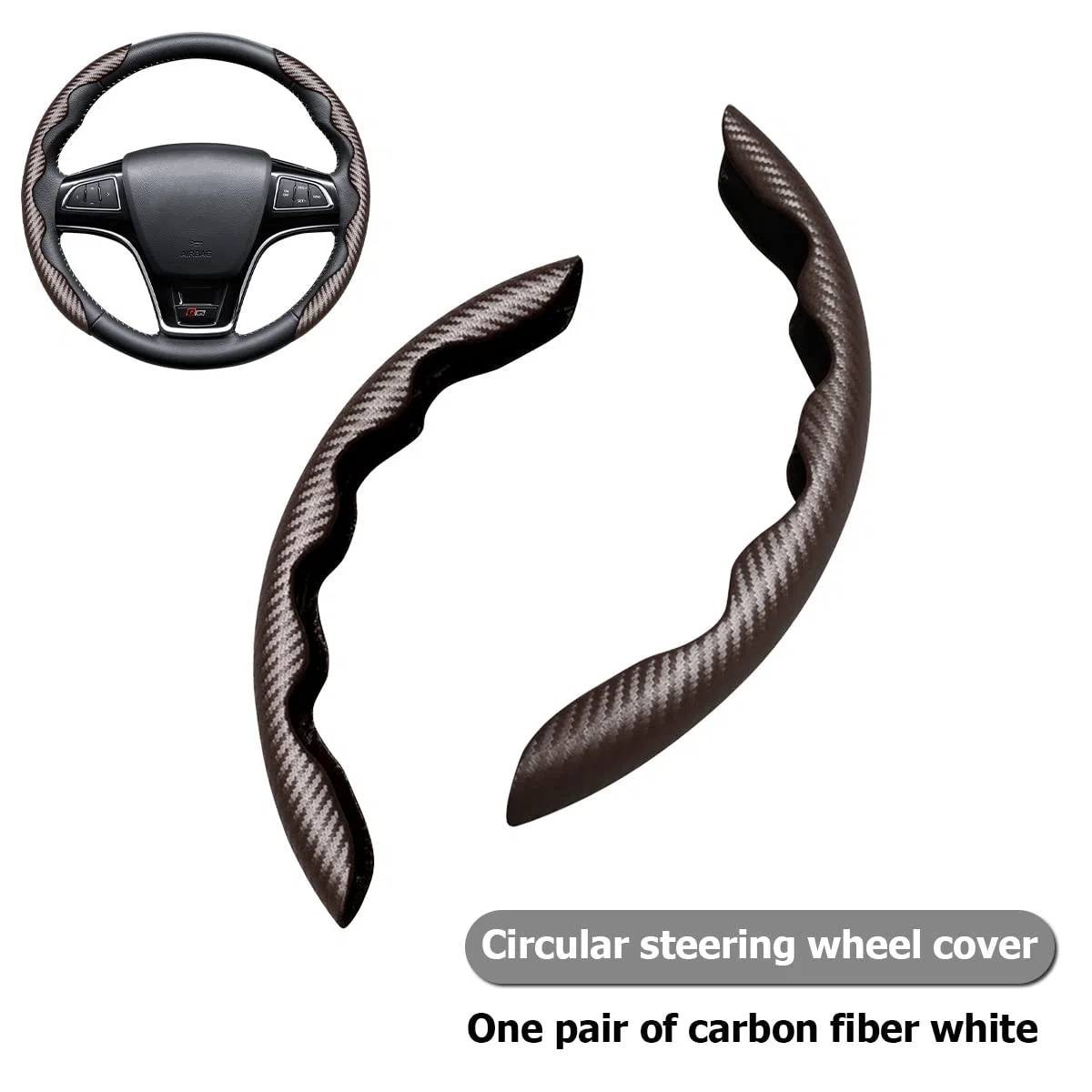 CGEAMDY Coche Segmentado Fibra Carbón Transpirable Antideslizante Protección, Cubre Volante, Funda Volante Universales Fibra de Carbono (Café), 38cm