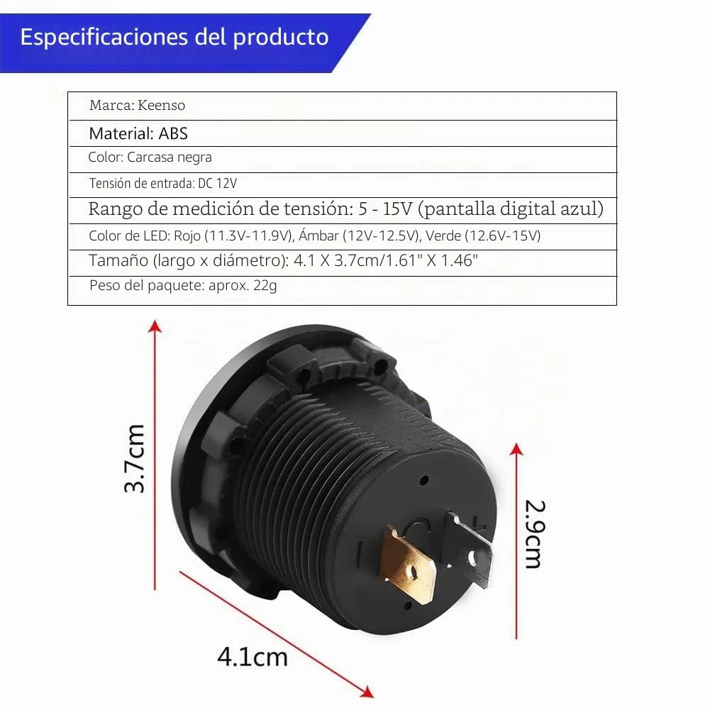 12 V Coche de la motocicleta LED Voltímetro de pantalla digital Impermeable Voltaje Volt Meter Gauge Negro Nuevo
