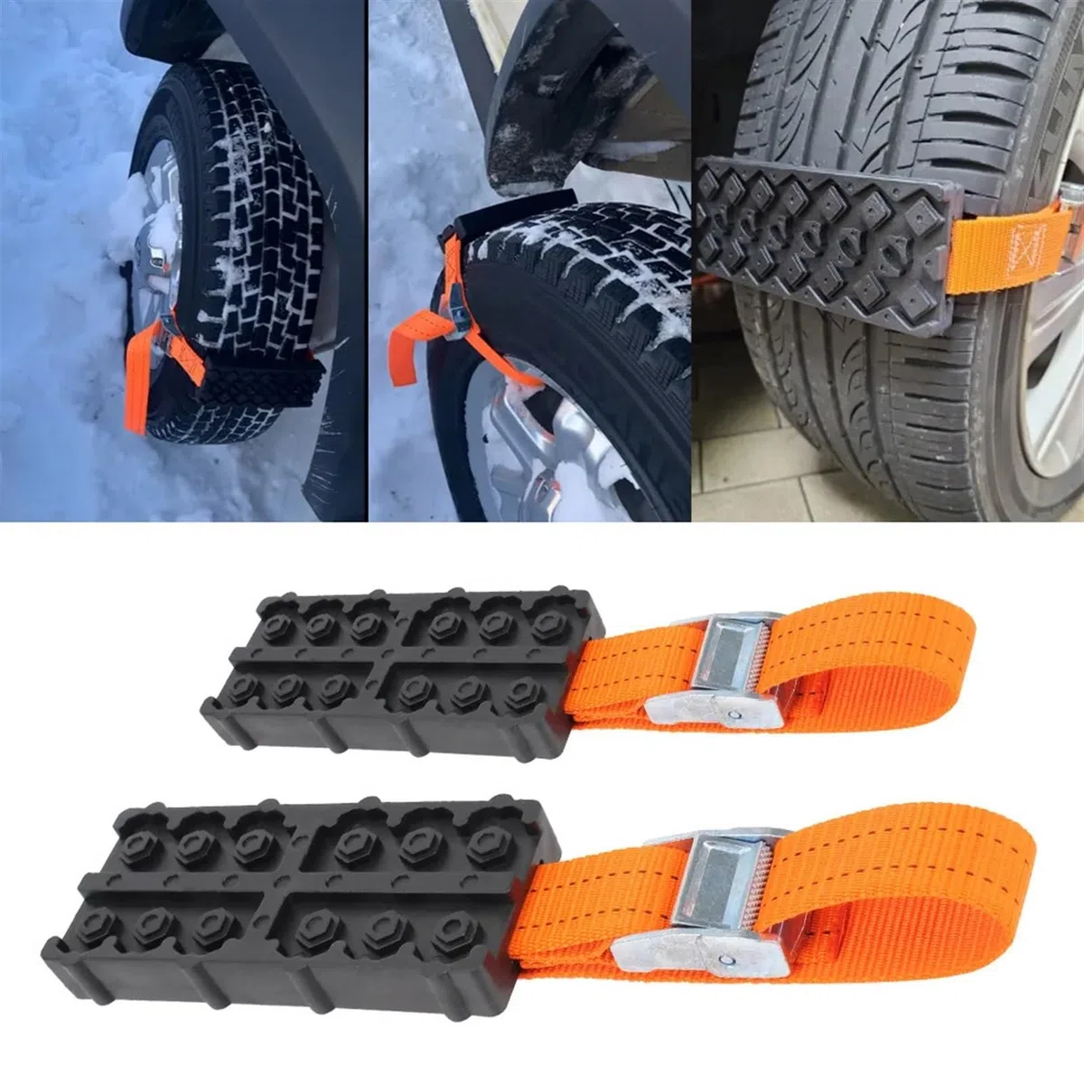 Correas de cadena de emergencia for neumáticos de arena, barro y nieve, bloques de tracción for neumáticos de coche, antideslizantes y duraderas de PU