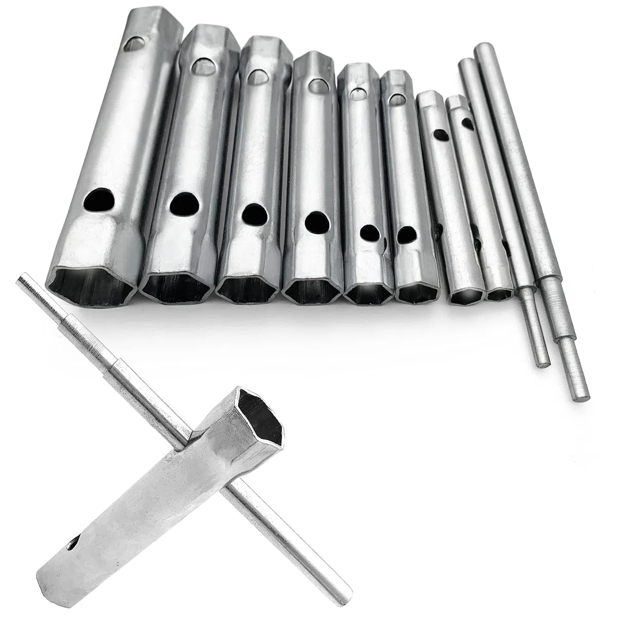 Juego de 10 llaves de vela de 6 a 22 mm, llaves de tubo, llaves tubulares Cle a pipa para atornillar la vela, desmontaje y montaje de grifos y mezcladores