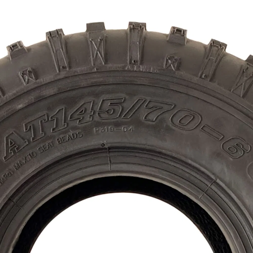 Parnells - 2 Juegos de Neumáticos sin Cámara para Atv, 145/70-6 - 50 cc 90 cc 110 cc, 2 Capas P319 Wanda, Diámetro 355 mm, 140 mm de Ancho, 75 kg - Marca E, Legal en Carretera