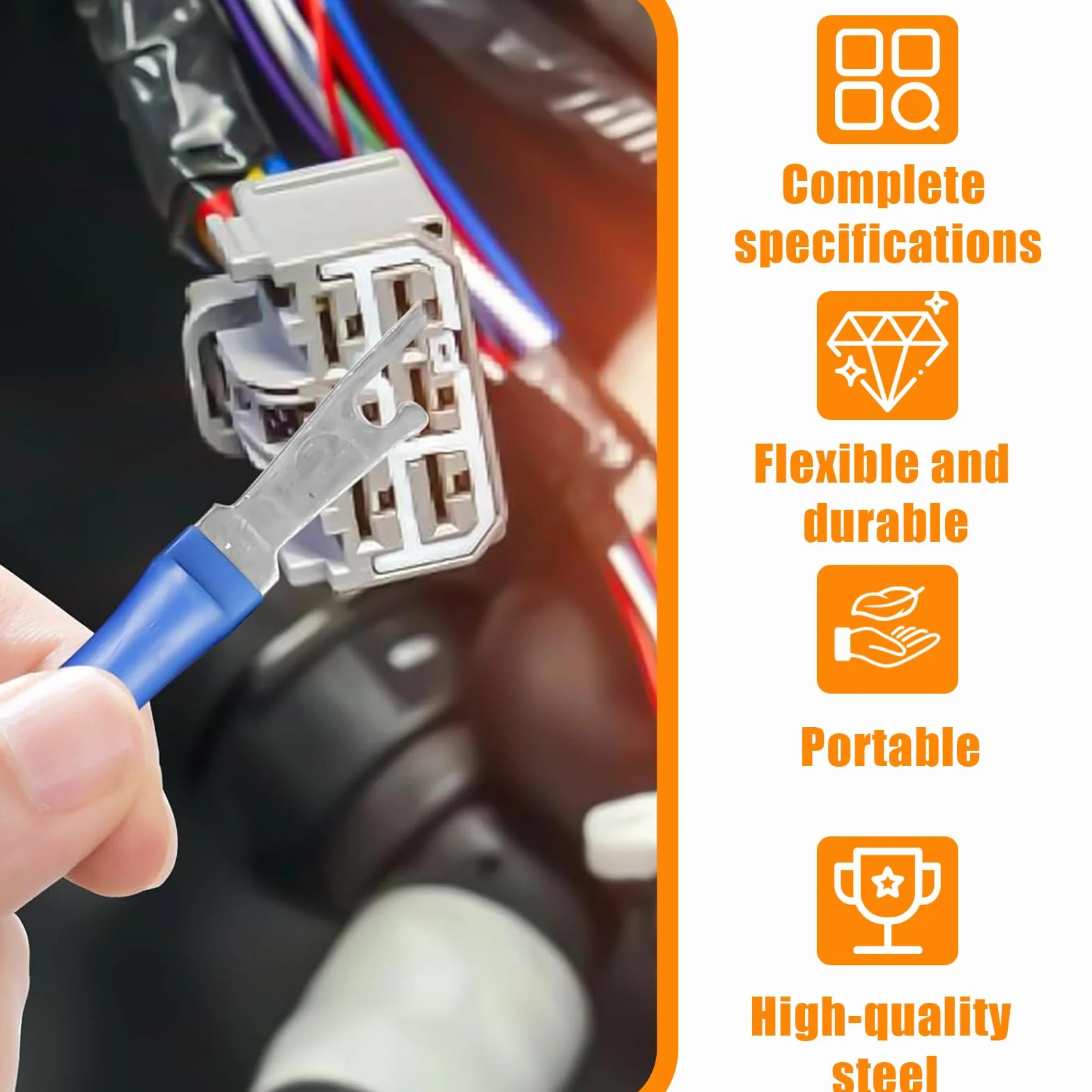 30 Piezas Kit Herramientas Eliminacion Terminales con Caja Protectora, Set Herramienta Extracción Pines Cable Coche, Juego Desmontaje Desbloqueo Automóviles para Mayoría Terminales Conector (Azul)
