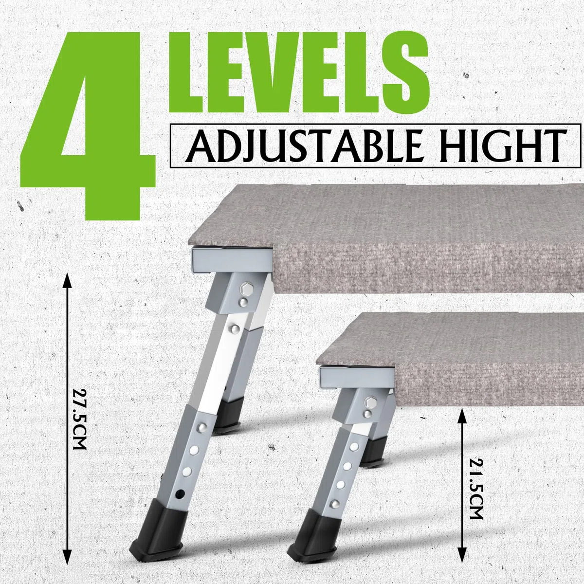Gardtech Escalón para Caravana con Alfombrilla, escalón Plegable de Aluminio Carga máxima 150 kg Altura Regulable para Caravana, Autocaravana, Todoterreno, autobús de Camping o reposapiés en casa