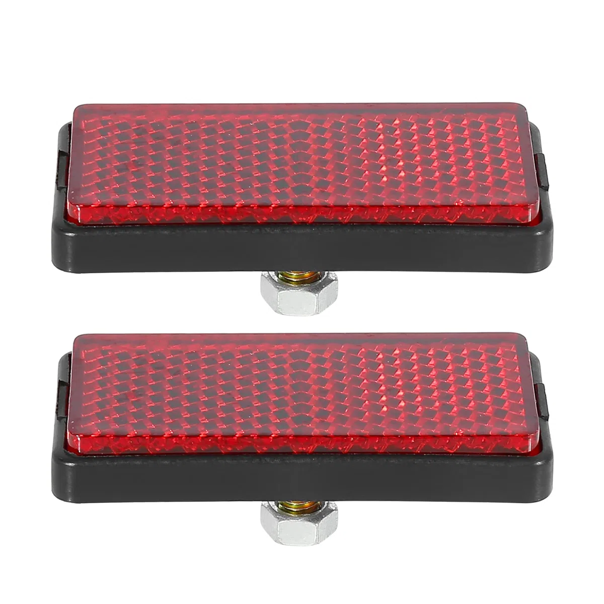 F FIERCE CYCLE Par M5x0.8 Rojo Rectángulo Motocicleta Advertencia Reflector 56mm Longitud