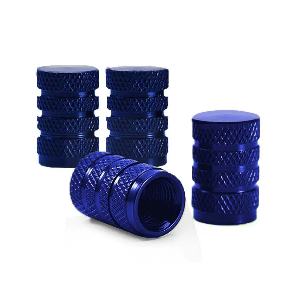 OcioDual 4 Tapones Metálicos Circular Color Azul para Ruedas Válvulas Americana Coches Motos Motocicletas Tapón de Protección Neumaticos con Válvula Coche Moto Moticicleta
