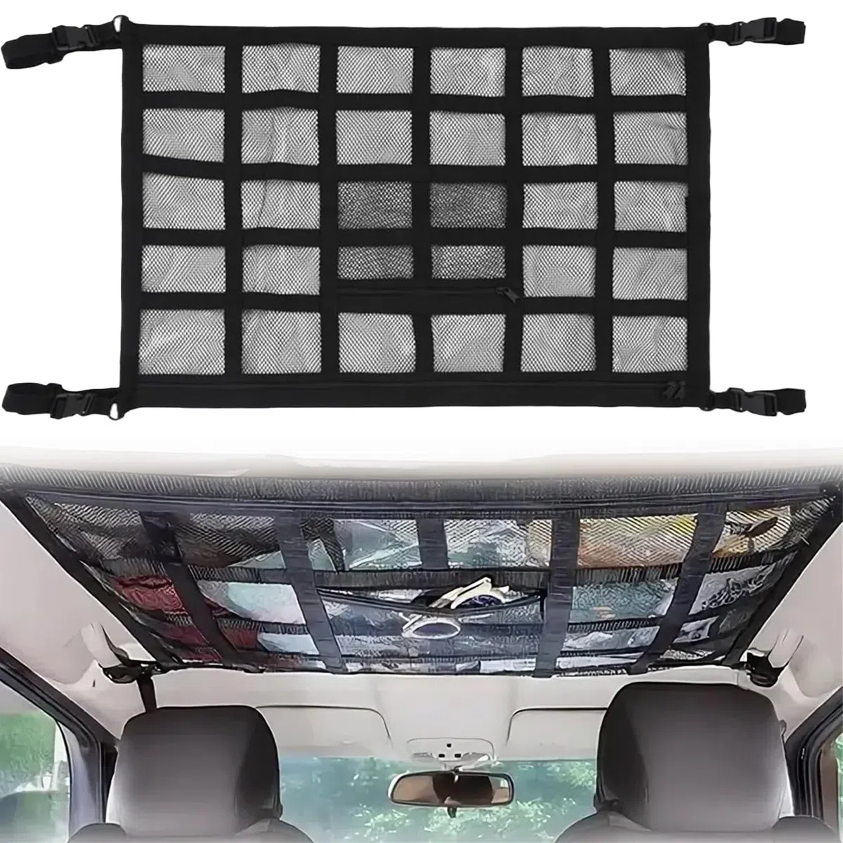 Red Almacenamiento para Techo de Coche,Red para Techo Coche,Organizador Bolsa de Reds de Carga,Reds Almacenamiento Universal para Techos de Coches,90 x 65cm