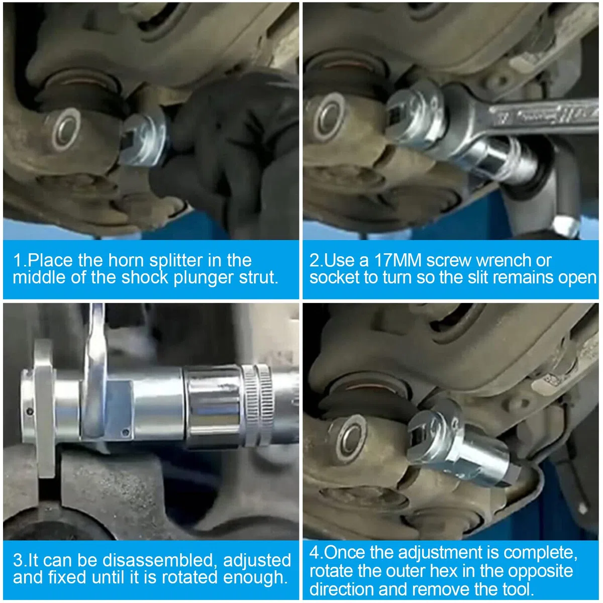 VOBOR 4 Piezas Amortiguadores Auto Kit, Herramienta de Extracción de Amortiguadores Hidráulicos, Herramienta de Extracción de Chasis de Coche Universal para Mantenimiento Y ReparacióN de AutomóViles