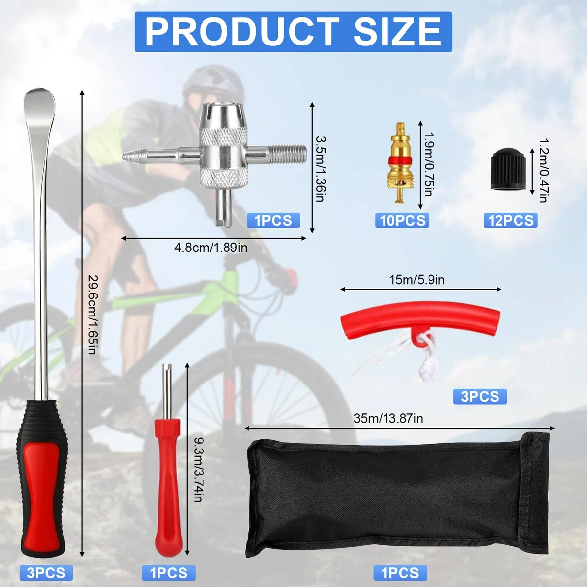 Cuchara de neumáticos, herramienta profesional de instalación de neumáticos, palanca de neumático de bicicleta, adecuado para motocicletas, bicicletas e instalación de neumáticos de coche, 30 piezas