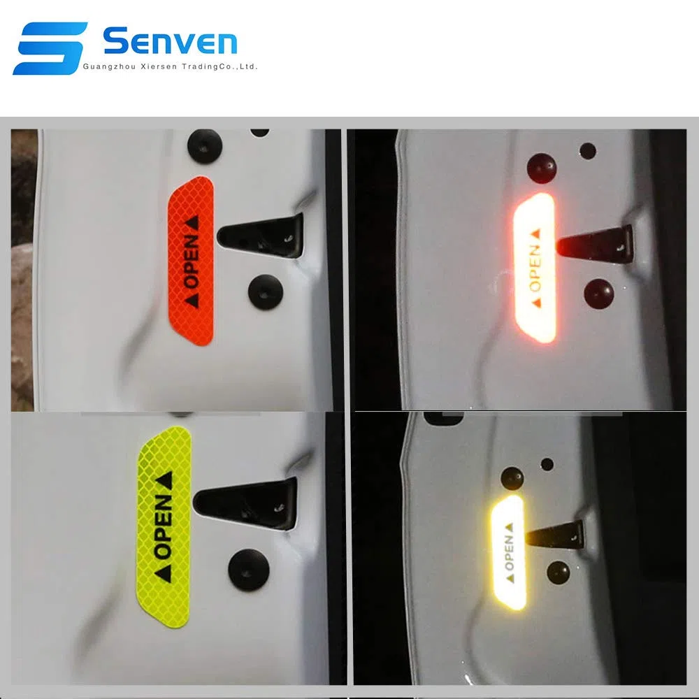 Senven Pegatinas de Advertencia Reflectantes de Puerta avanzadas Adhesivos Anti colisión de Puerta, Cejas Rueda Coche Adhesivos Reflectantes Impermeables universales, Rojo y Blanco -16 Piezas