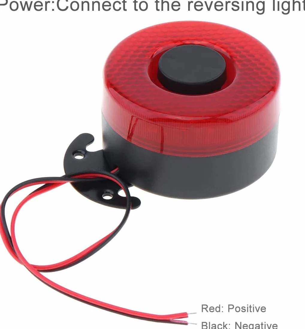 Alarma de respaldo para automóvil, 12V / 24V 105dB Alarma de marcha atrás universal para automóvil Cuerno de respaldo zumbador de zumbador inverso con luz