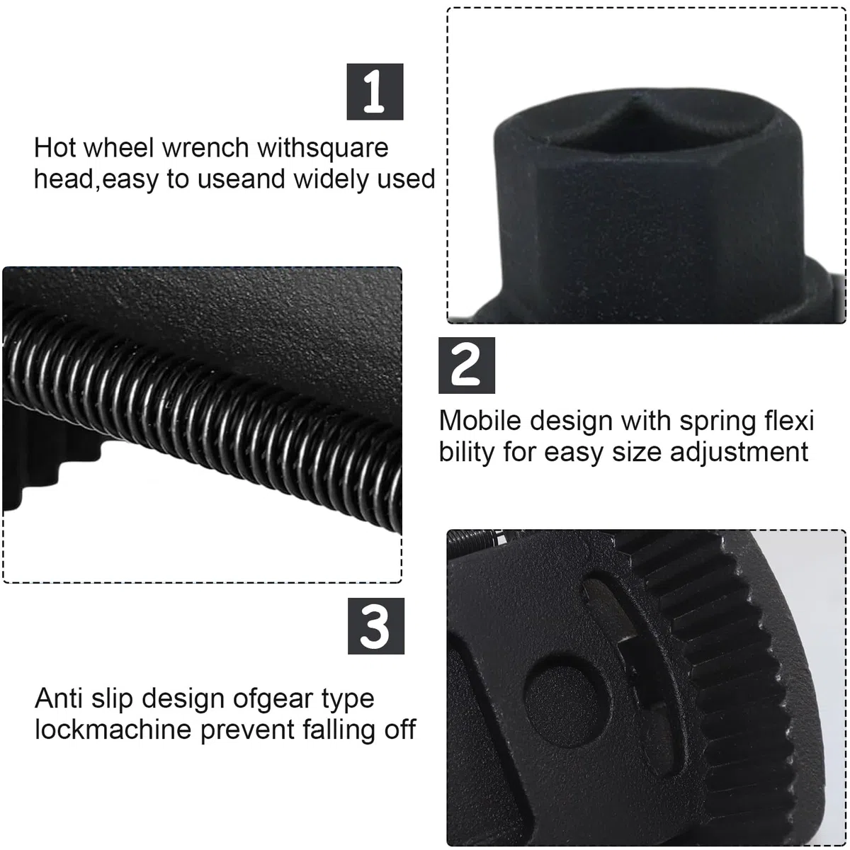 FAELNK Llave de Filtro de Aceite Ajustable Llave Filtro Aceite de 2 Mordazas Universal Herramienta Extractor Filtro Aceite 60-80 mm para Coche Moto Negro