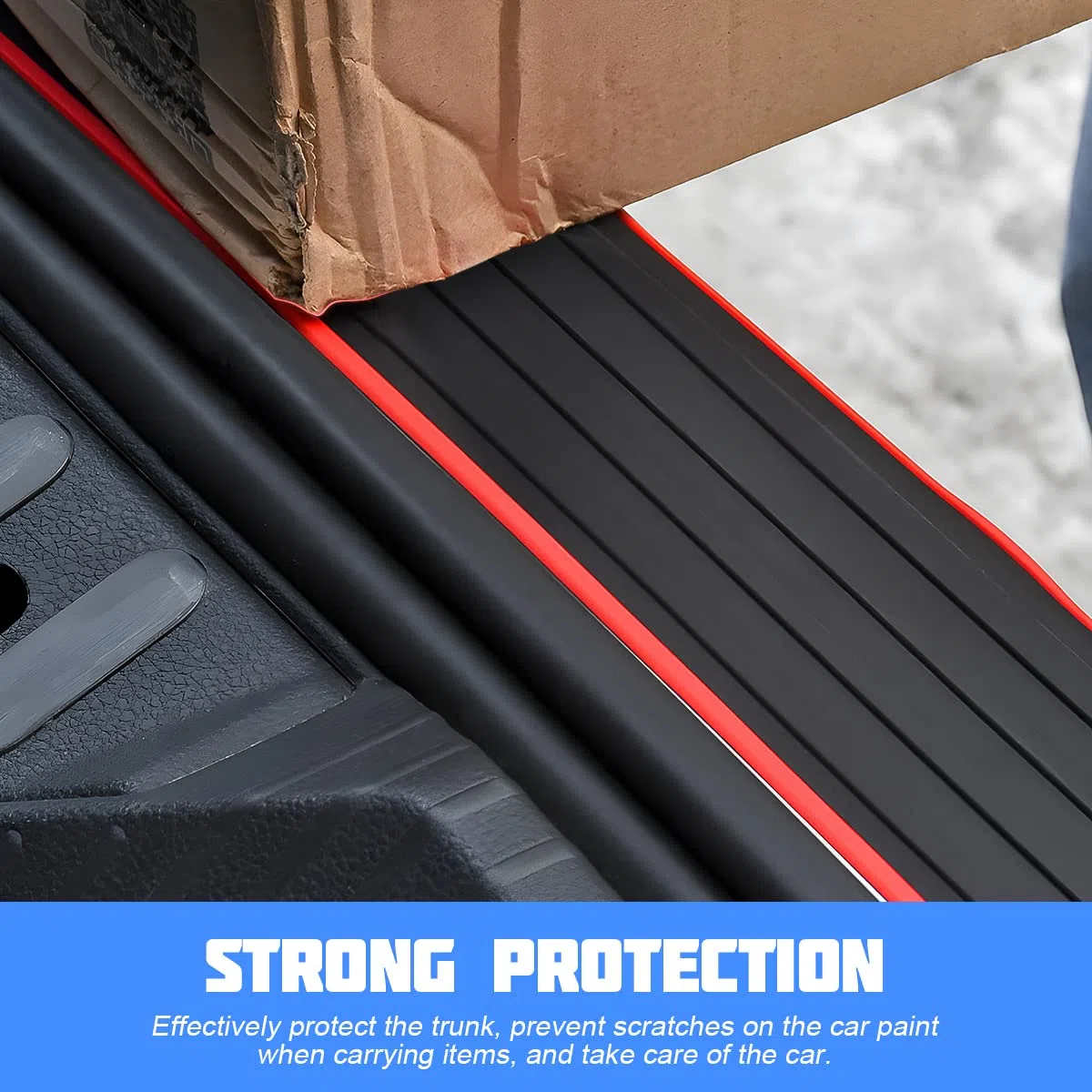 Protector Parachoques Trasero, 104cm X 9cm Protector de Goma para el Maletero, Resistente a los ArañAzos Y Antideslizante, se Adapta a la MayoríA de los Accesorios Exteriores del Coche (Negro/Rojo)