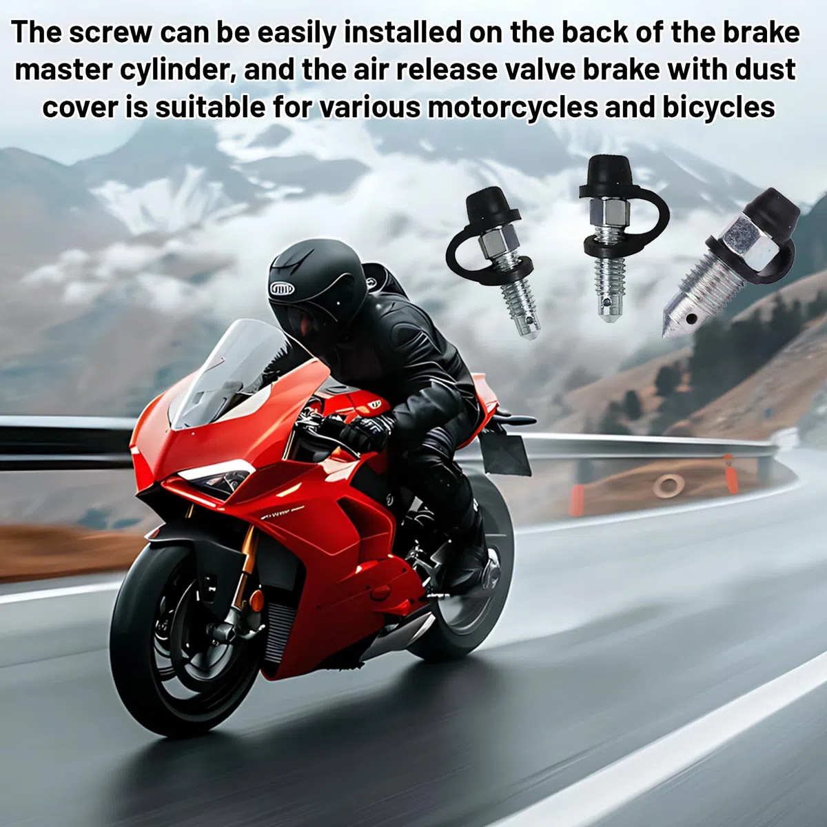 Accesorios para Frenos: 14 Tornillos de Purga con Tapones, M6, M7, M8, M10, M12, para Motocicletas y Bicicletas, 33 mm de Largo, con Tapones de protección para Frenos