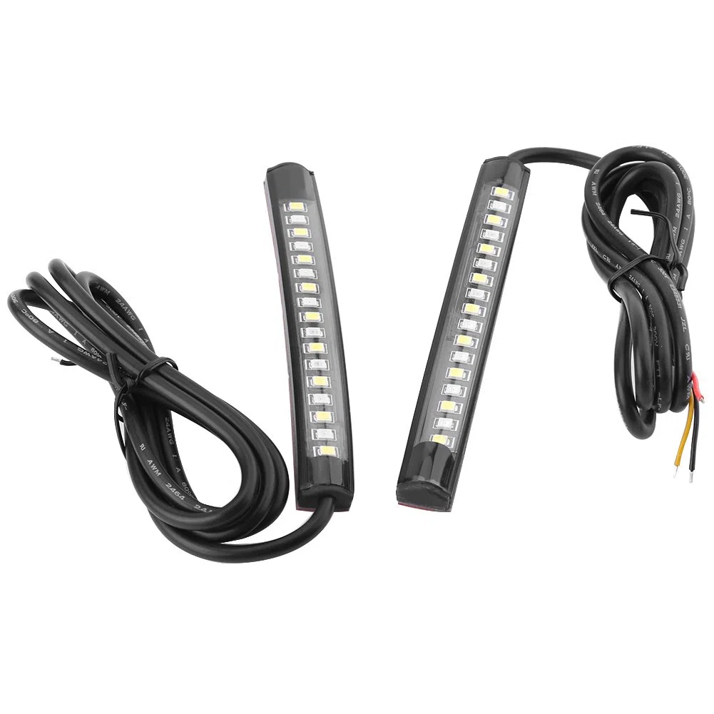 Keenso 17 tiras de luces LED SMD flexibles universales 2x12V Luces de freno de coche Intermitente Luz Trasera Banda Luminosa para Moto Bicicleta Coche RV