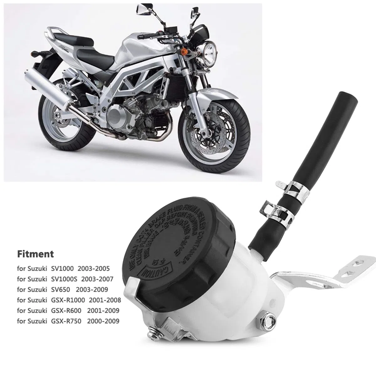 Depósito de Líquido de Freno, Tanques de Líquido Maestro Cilindro de Freno Delantero de la Motocicleta Soporte de la Botella Compatible para SV650 03-09 SV100S 03-07