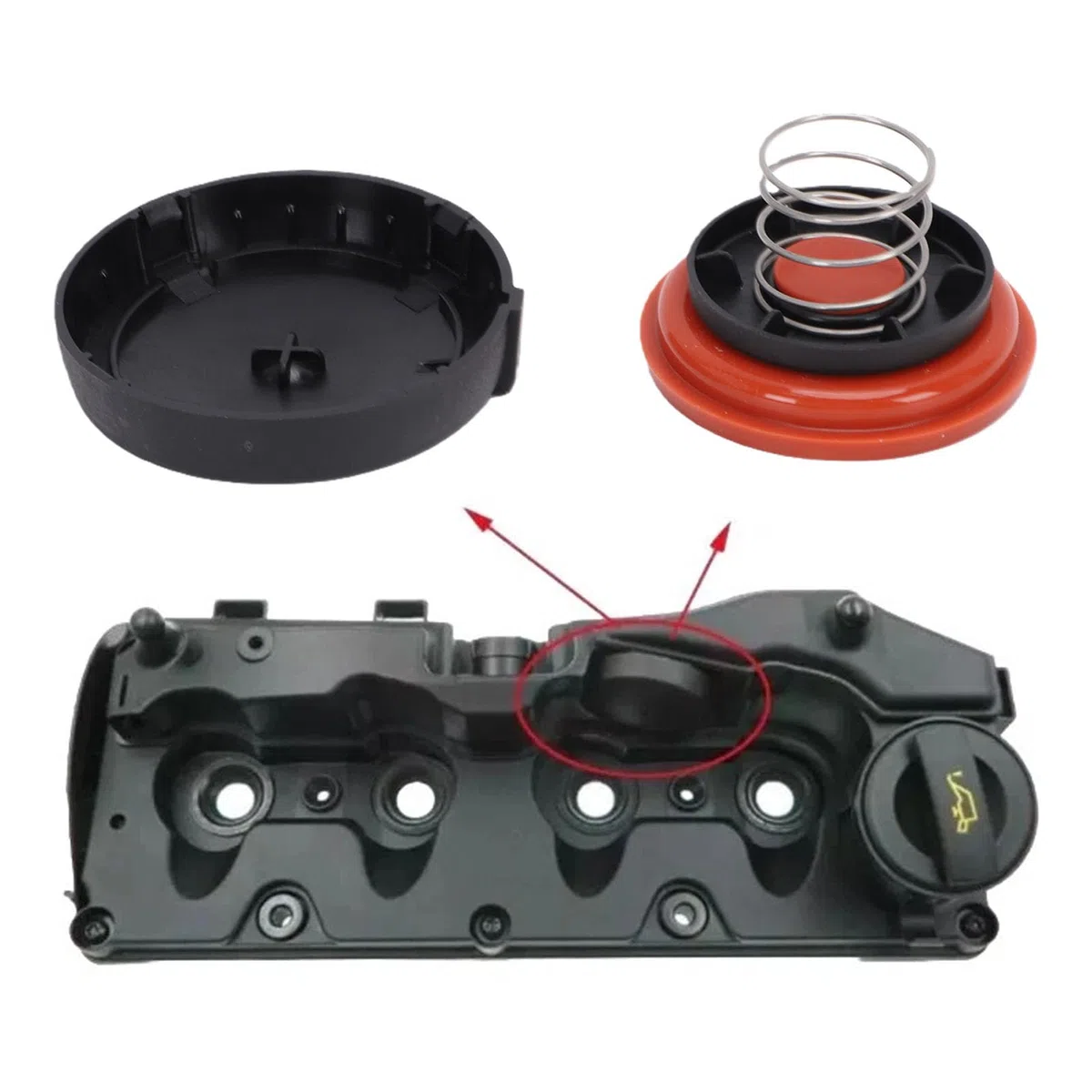 Tnfeeon Cubierta de Diafragma de Válvula PCV con Membrana Kit de Reparación de Goma ABS Reemplaza 03L103469 03L103469A para Modelos de Motor 1.6 2.0 3.0 TDI y Mantenimiento de Vehículos