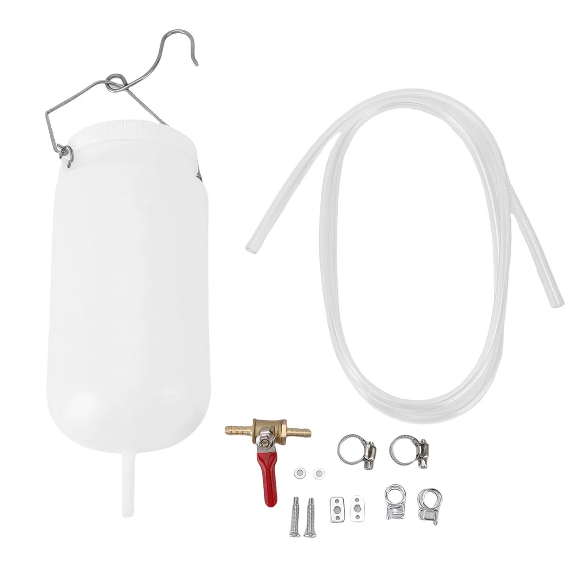 VBESTLIFE Tanque de Auxiliar, Tanque de Gasolina de 1 Litro con Manguera de y Válvula de Cierre para Motocicleta, Compatible con Bomba de Externa y Carburador para Viajes en Bicicleta de Larga