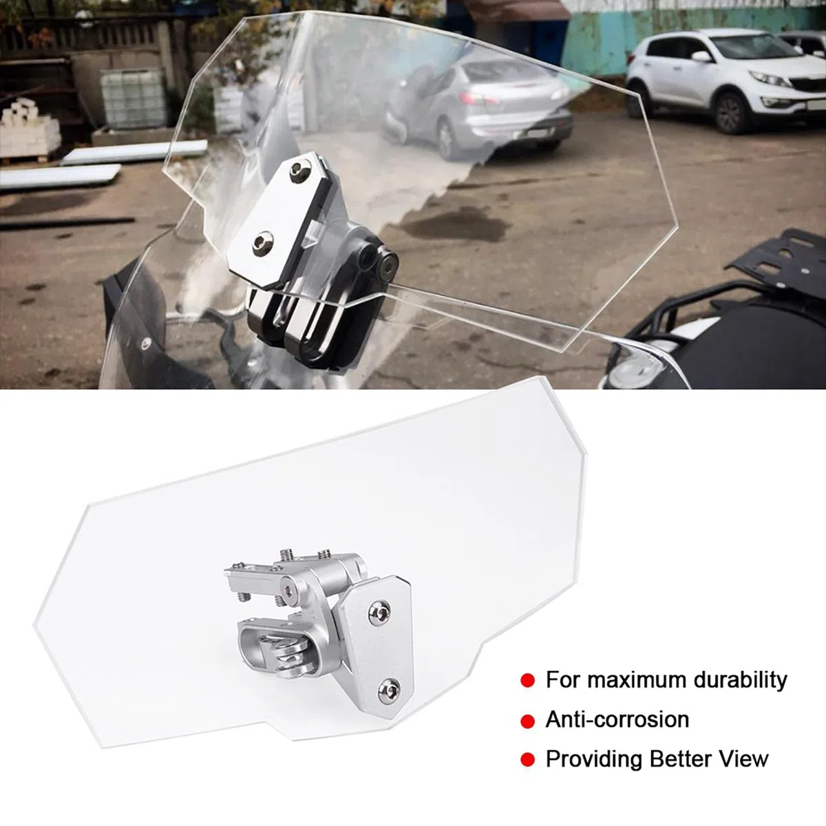 Parabrisas de Motocicleta, Deflector Cupula Moto Deflector de Viento Ajustable Clips para Motos de Alerón de Viento Universal Transparente para la Mayoría de Las Bicicletas
