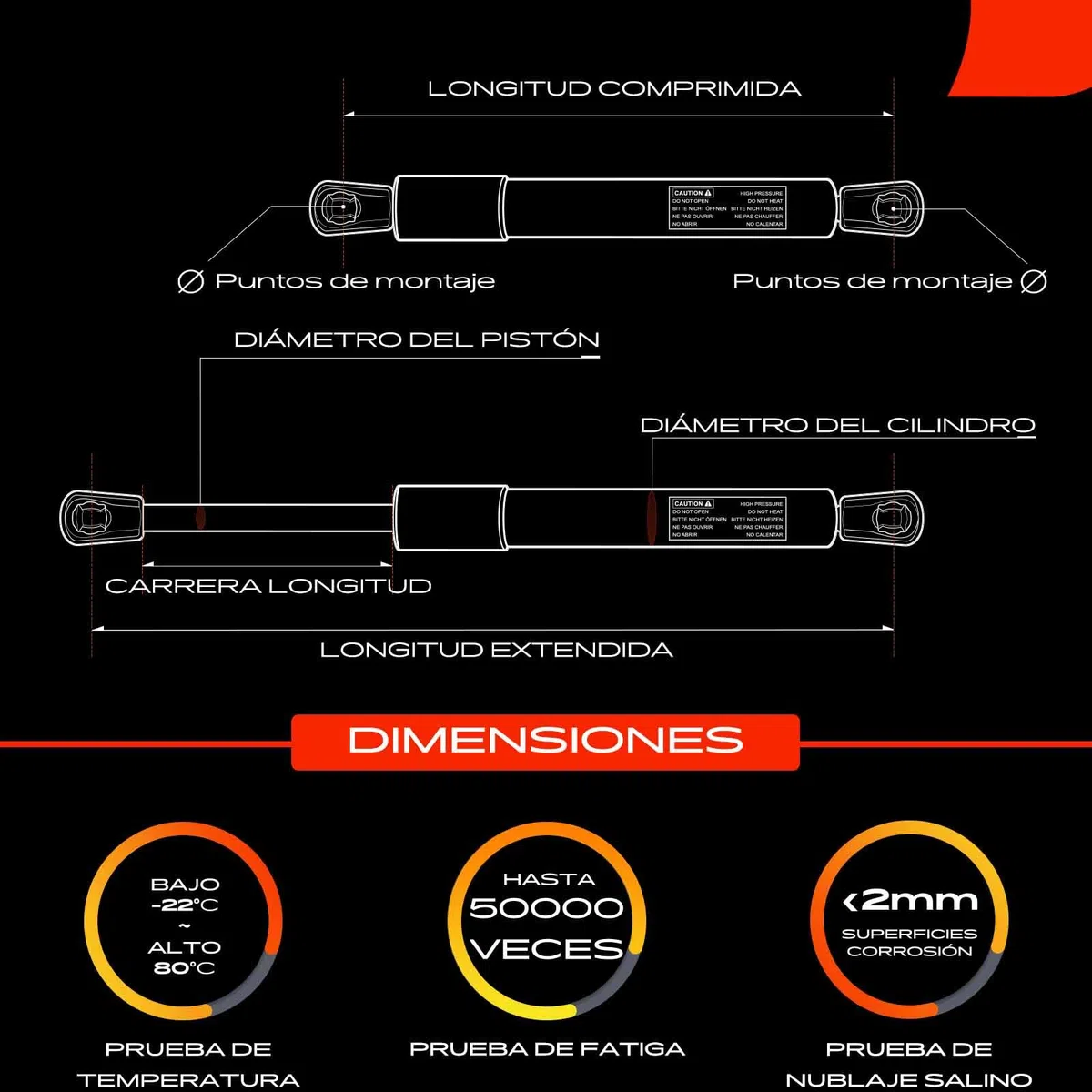 Frankberg 2x Amortiguadores de gas Capó Compatible con Serie 3 E36 316 318 320 323 325 Limousine 1990-1998 Serie 3 Compact E36 316 318 323 Compacto 1994-2000 Replace# 51231960852