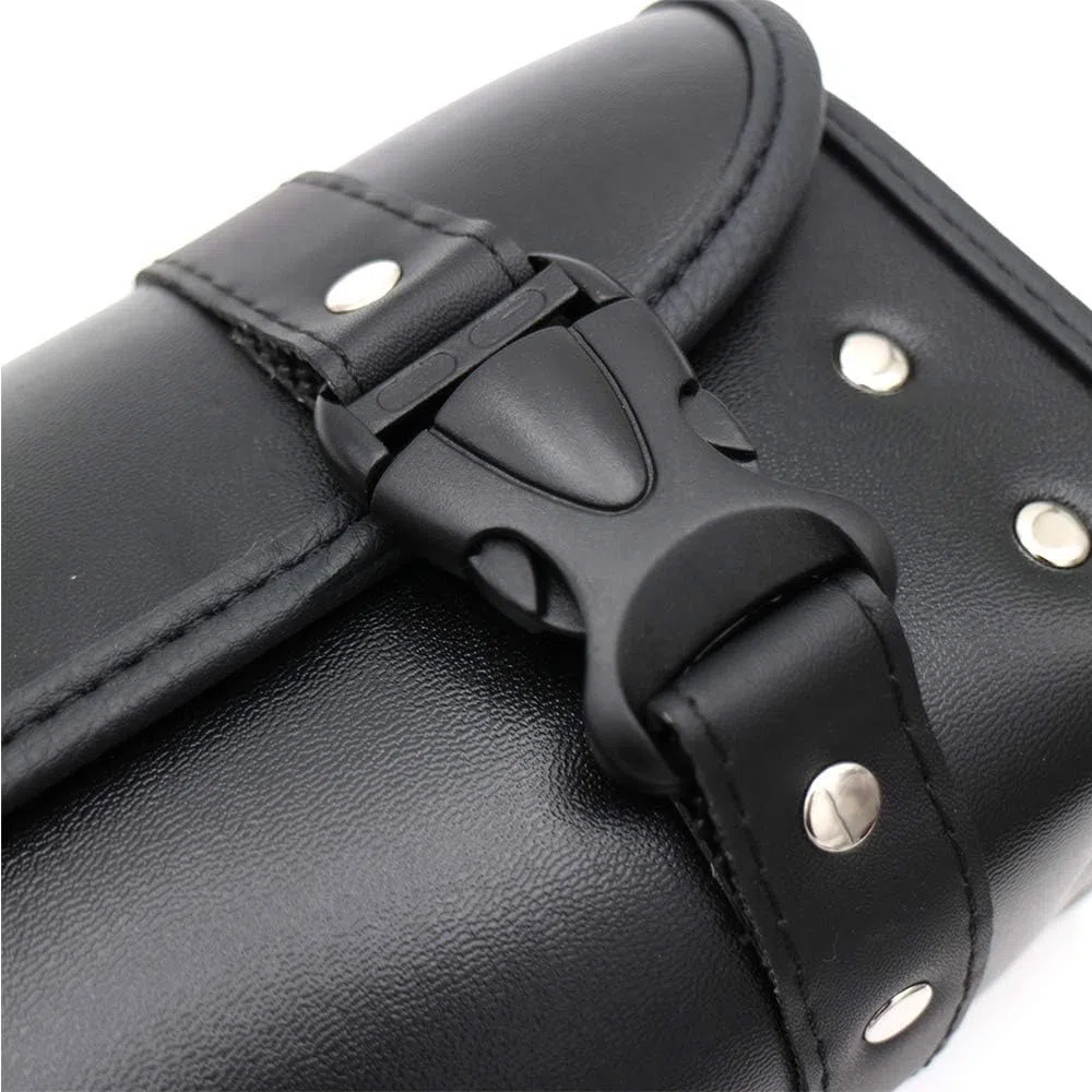 Bolsa universal para sillín de motocicleta, de piel sintética, para manillar de moto, con 2 correas, resistente al agua y al calor