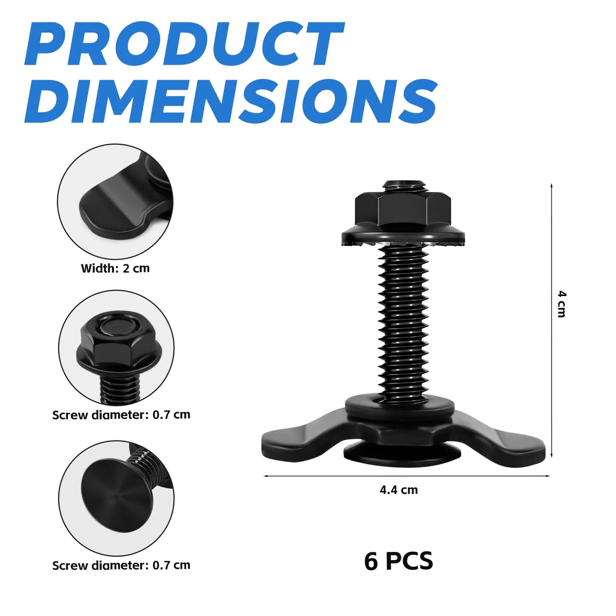 Racores de Tornillo para Rieles de Amarre, 6 Piezas M8x40 Accesorios de Rosca para Riel De Amarre, Accesorios para Rack de Aerolínea para Asegurar La Carga, Negro