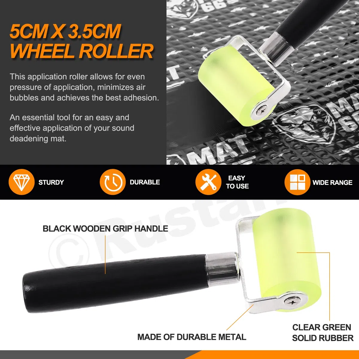 Herramienta de instalación de metal para amortiguar el sonido del coche (paquete de 3 y rodillo de goma)