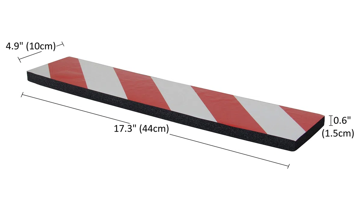 Protectoras Paragolpes de Pared Parking, Autoadhesivas, en Goma Espuma, para Aparcamientos y Garajes, 44x10x1,5 cm, 4 Piezas (Rojo Blanco)