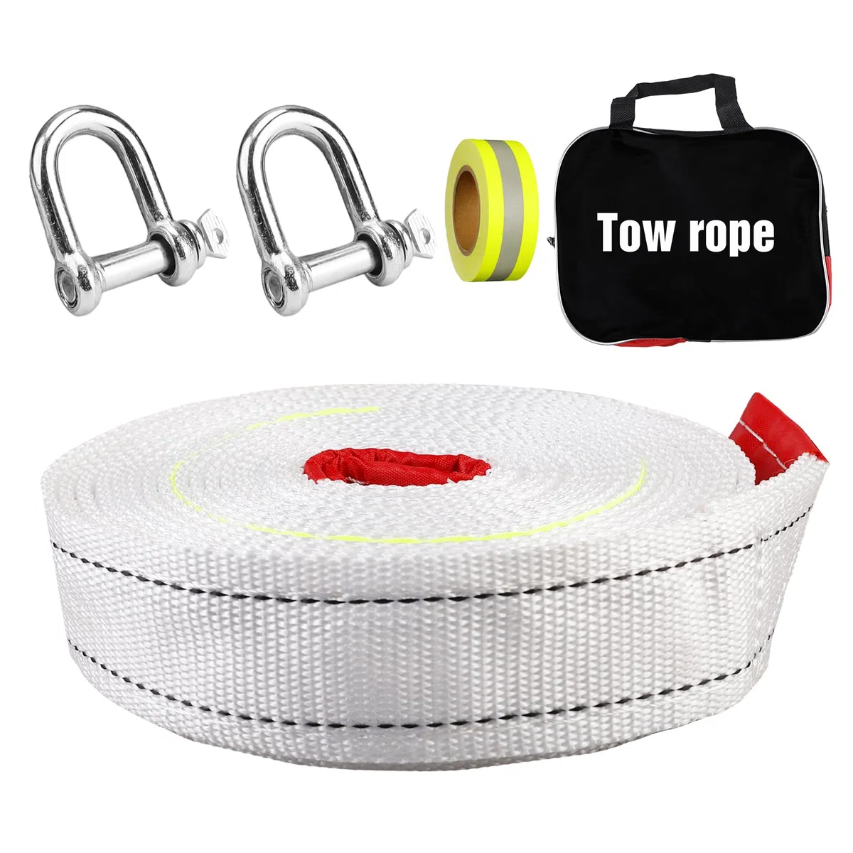 Cuerda De Remolque para Coche,7 m 10T Eslinga Emergencia con 2 Ganchos,Bolsa Almacenamiento,Remolque Coche Eslinga,Cuerda Remolque Coche para Emergencias Todoterreno