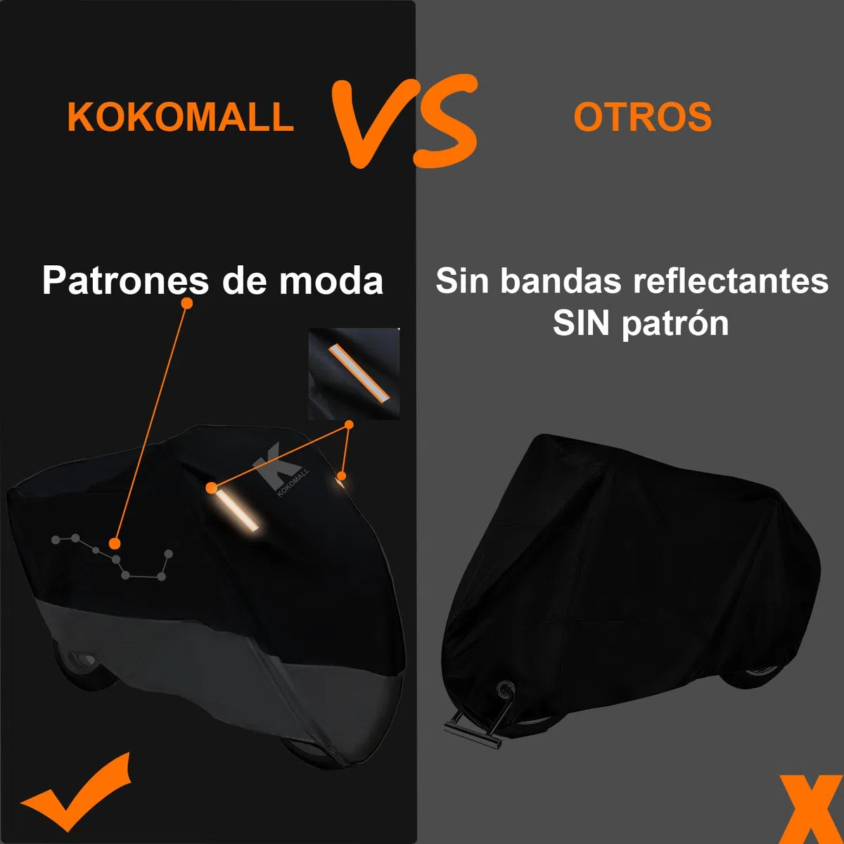 Funda para Moto Impermeable, Cubierta Moto Exterior Interior 210D Poliéster Protección UV,Correa a Prueba de Viento y Tira Reflectante Compatible Cubre Scooter/Motocicleta 3XL(265x105x125cm)