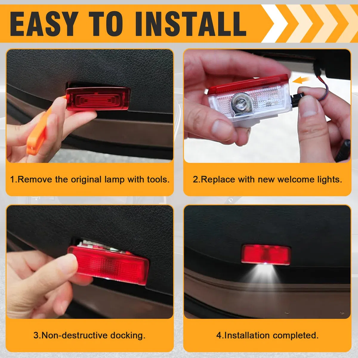 Luz de Bienvenida del Coche Logotipo del Coche 4Pcs Car Door Light Compatibles con Mercedes Benz A B C E M G AMG W166 W176 W205 W212 Luz de Puerta de Coche con Logotipo