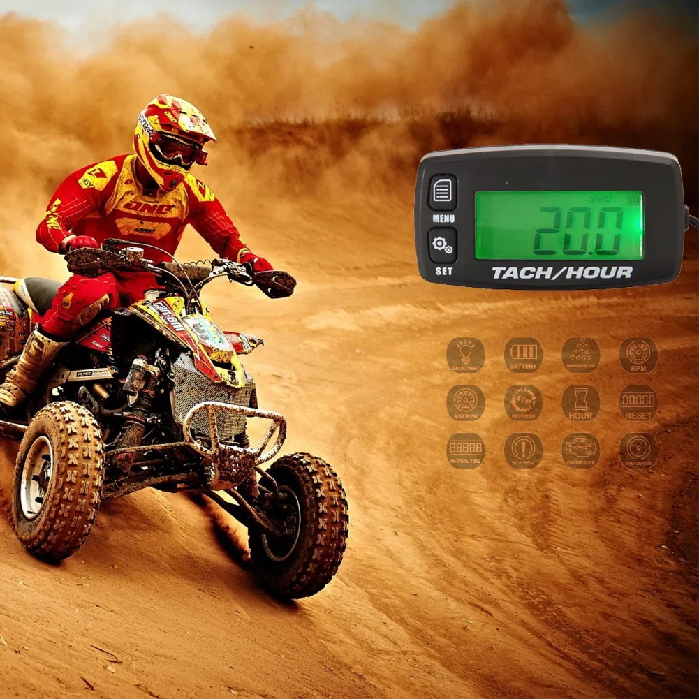 Tacometro Digital Motor Medidor de Horas Reseteables Medidor Inductivo Retroiluminados Para Motocicleta Marine Planeador ATV Quitanieves Lawn Mower Jet Ski Pit Bike