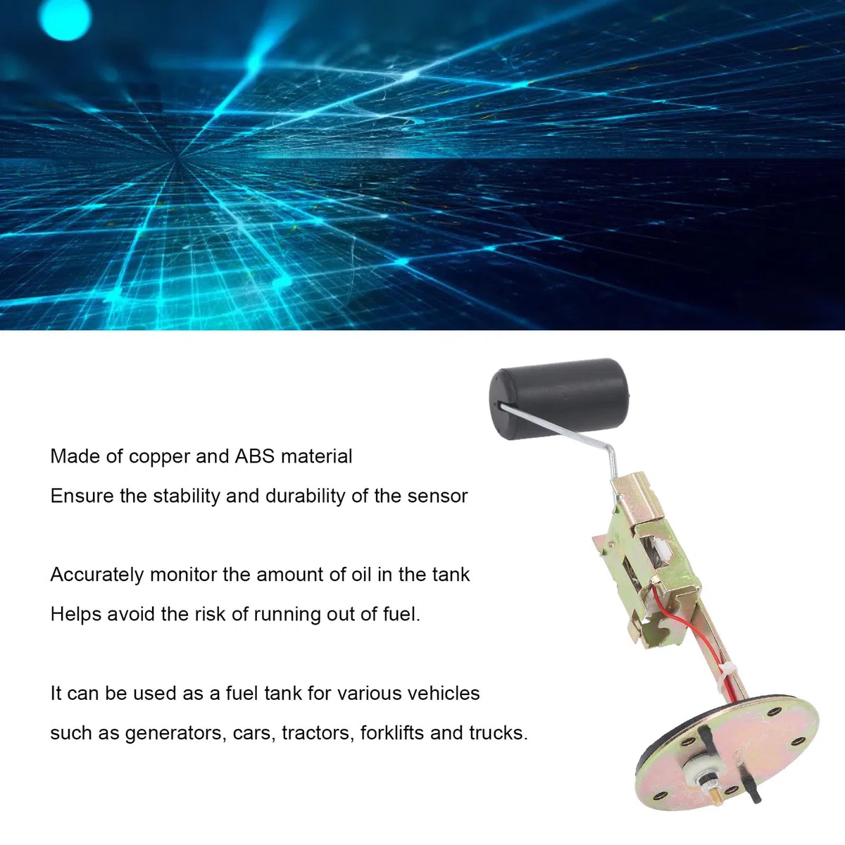 Unidad Emisora ​​de Indicador De Combustible Para Automóvil, Sensor De Nivel De Combustible Universal De Alta Precisión ABS De Cobre Para Tractor Generador De Carretilla Elevadora De Automóvil(200mm)
